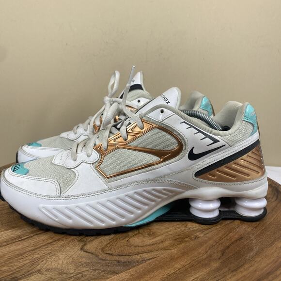 Nike Shox Enigma Aura Green Rose Gold Womens White Gold Size 10 Athletic Shoes - Picture 2 of 9
